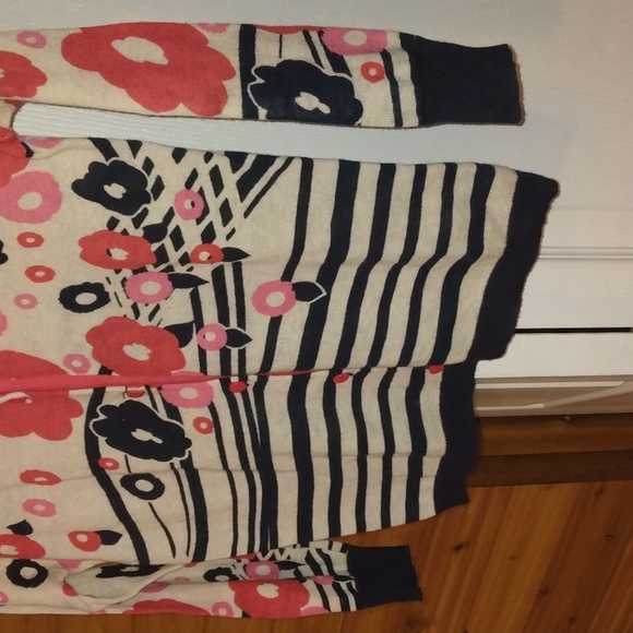 Cooperative Nordstrom floral blue and pink button down cardigan Sz Small - Picture 6 of 17